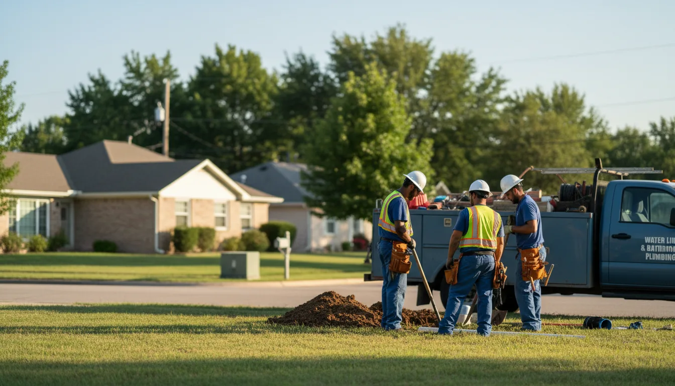 Residential water line and bathroom plumbing service in Mulberry, AR